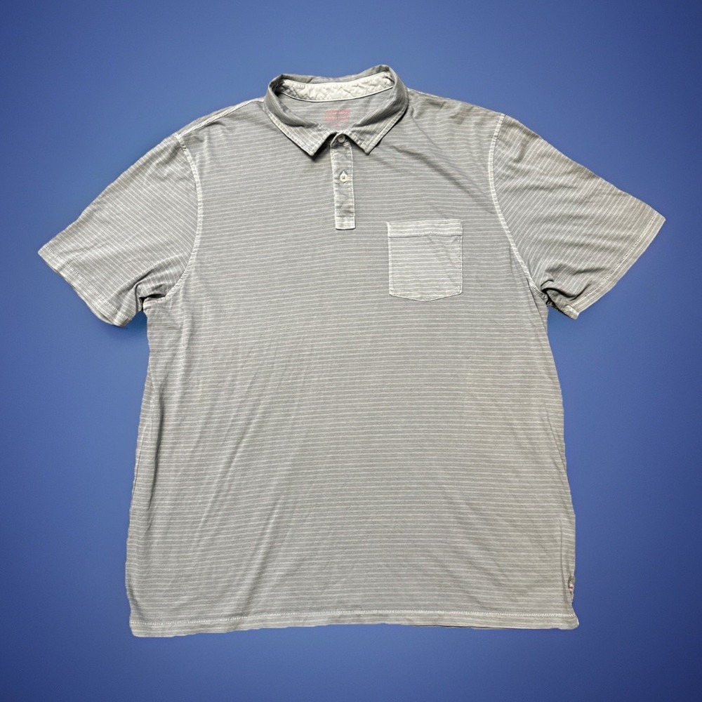 Vineyard Vines Island Polo Shirt Men XL Gray Stripe Pocket Adult